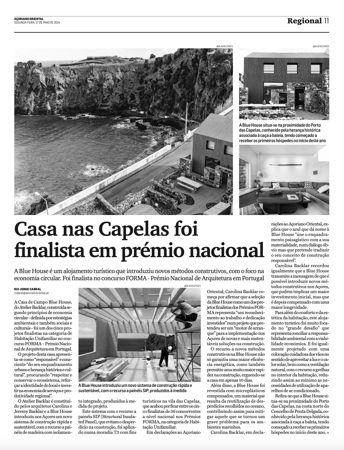 House in Capelas shortlisted for national architecture award